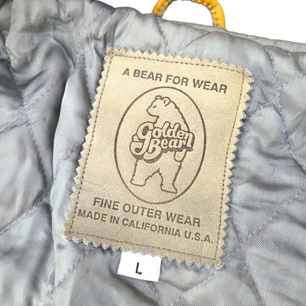Vintage 70s Golden Bear Varsity Jacket Leather Mens Large Paramount Employee - Picture 7 of 16